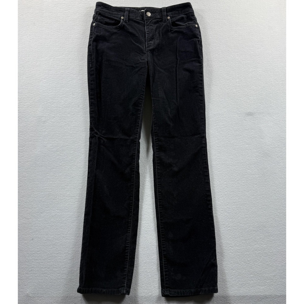 Lands‎ End Corduroy Pants Womens 6 Black Mid Rise Straight Stretch Casual 29x30